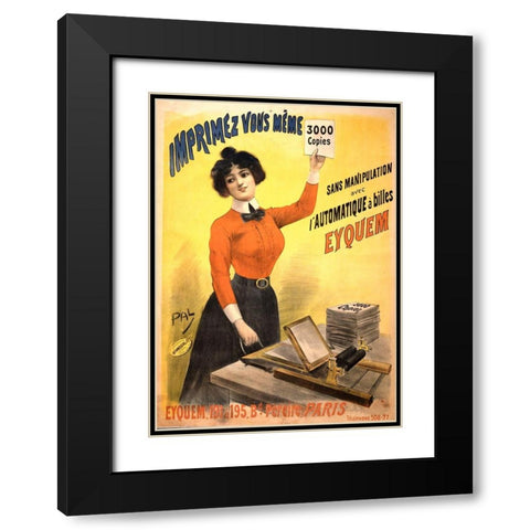 Mimeograph Black Modern Wood Framed Art Print with Double Matting by Vintage Apple Collection