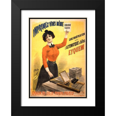 Mimeograph Black Modern Wood Framed Art Print with Double Matting by Vintage Apple Collection