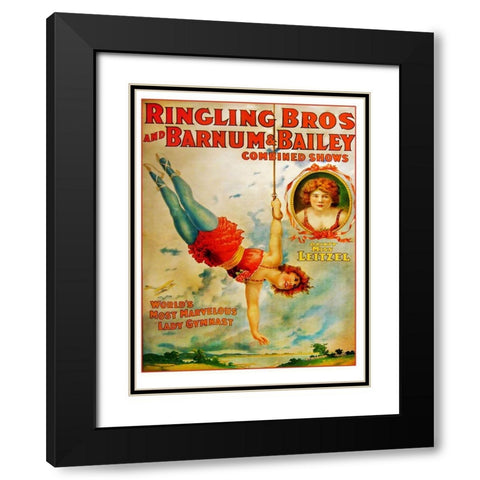 Miss Lietzel Barnum Bailey Black Modern Wood Framed Art Print with Double Matting by Vintage Apple Collection