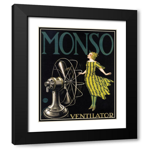 Monso Fans Black Modern Wood Framed Art Print with Double Matting by Vintage Apple Collection
