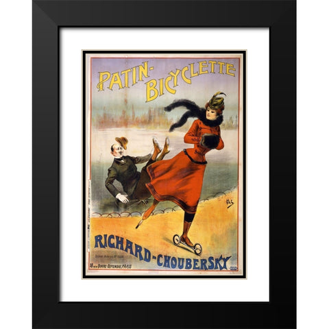 Patin Bicyclette Black Modern Wood Framed Art Print with Double Matting by Vintage Apple Collection