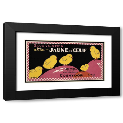 Savon Yellow Chicks Black Modern Wood Framed Art Print with Double Matting by Vintage Apple Collection