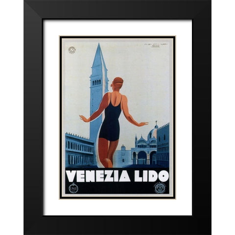 Venezia Lido Black Modern Wood Framed Art Print with Double Matting by Vintage Apple Collection
