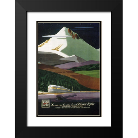 W Pacific Black Modern Wood Framed Art Print with Double Matting by Vintage Apple Collection