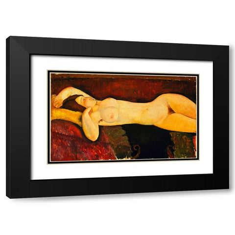 Amedeo Modigliani - Reclining Nude Arch Black Modern Wood Framed Art Print with Double Matting by Vintage Apple Collection