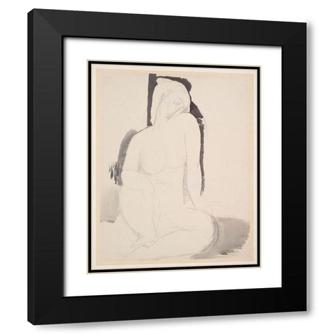 Amedeo Modigliani - Seated Nude Black Modern Wood Framed Art Print with Double Matting by Vintage Apple Collection