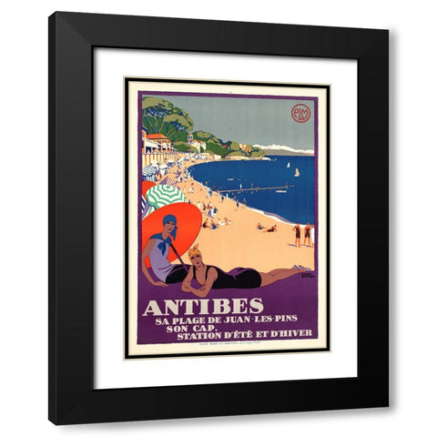 Antibes Black Modern Wood Framed Art Print with Double Matting by Vintage Apple Collection