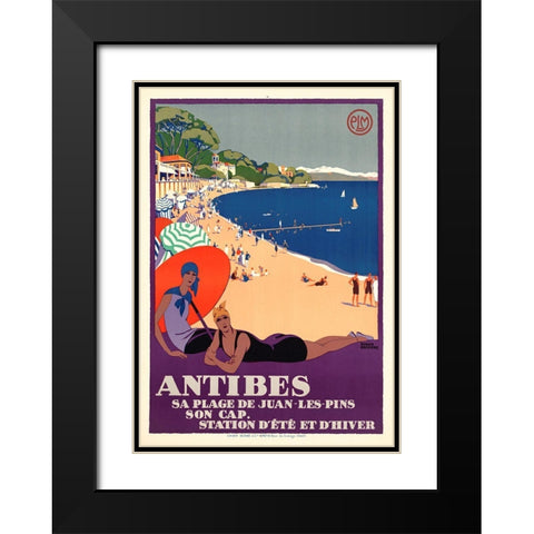 Antibes Black Modern Wood Framed Art Print with Double Matting by Vintage Apple Collection