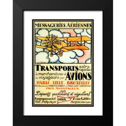 Avions Black Modern Wood Framed Art Print with Double Matting by Vintage Apple Collection