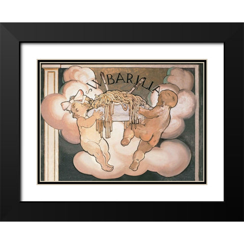 Barilla Pasta Black Modern Wood Framed Art Print with Double Matting by Vintage Apple Collection