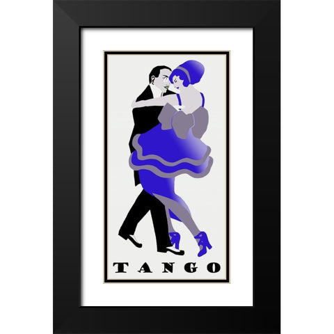 Blue Tango Black Modern Wood Framed Art Print with Double Matting by Vintage Apple Collection