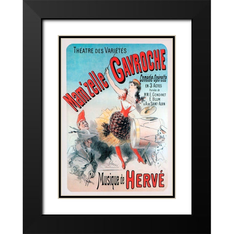 Ent Mamzelle Gavroche Black Modern Wood Framed Art Print with Double Matting by Vintage Apple Collection