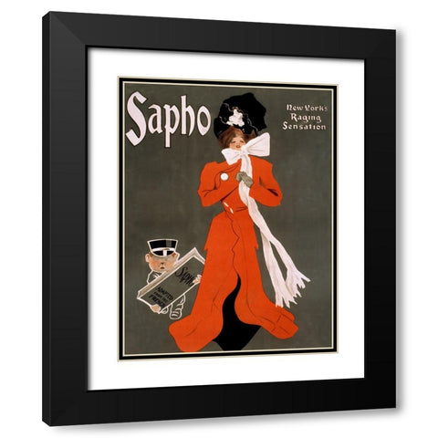 Ent Sapho Black Modern Wood Framed Art Print with Double Matting by Vintage Apple Collection