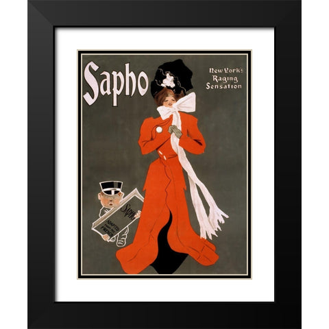 Ent Sapho Black Modern Wood Framed Art Print with Double Matting by Vintage Apple Collection