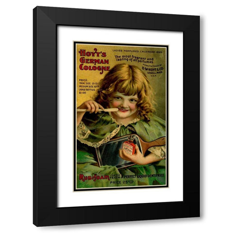 Hoyts Dentifrice Little Green Girl Black Modern Wood Framed Art Print with Double Matting by Vintage Apple Collection