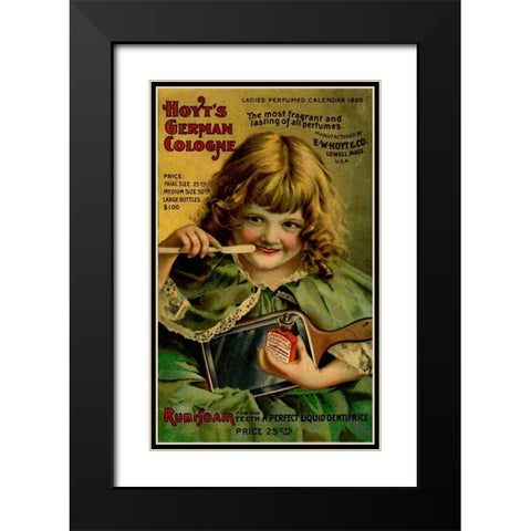 Hoyts Dentifrice Little Green Girl Black Modern Wood Framed Art Print with Double Matting by Vintage Apple Collection