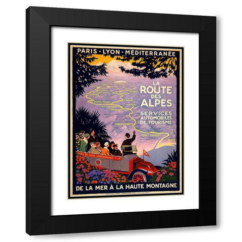 La Route Des Alpes Black Modern Wood Framed Art Print with Double Matting by Vintage Apple Collection
