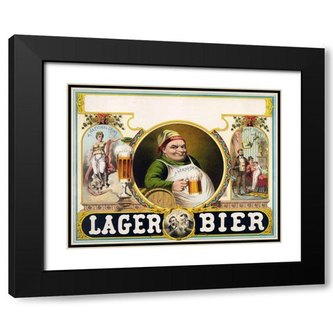 Lager Bier Black Modern Wood Framed Art Print with Double Matting by Vintage Apple Collection