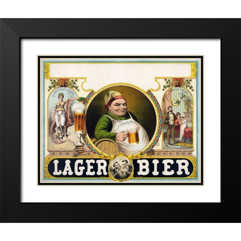 Lager Bier Black Modern Wood Framed Art Print with Double Matting by Vintage Apple Collection