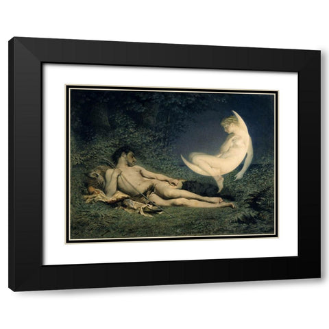 Moon Nymph Black Modern Wood Framed Art Print with Double Matting by Vintage Apple Collection