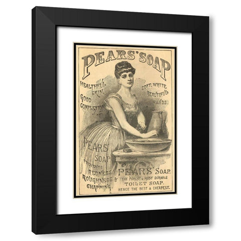Pears Soap Washbowl Black Modern Wood Framed Art Print with Double Matting by Vintage Apple Collection