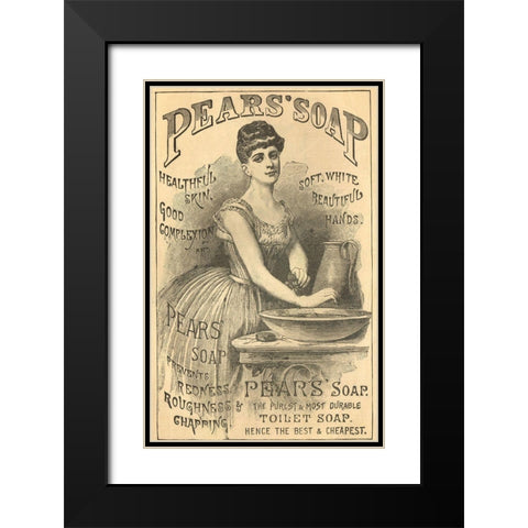 Pears Soap Washbowl Black Modern Wood Framed Art Print with Double Matting by Vintage Apple Collection