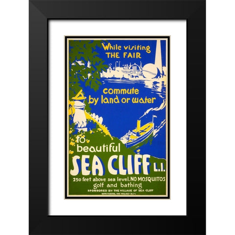 Sea Cliff Black Modern Wood Framed Art Print with Double Matting by Vintage Apple Collection