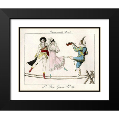 Tightrope Walkers French Black Modern Wood Framed Art Print with Double Matting by Vintage Apple Collection