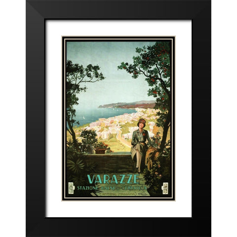 Varazze Italy Black Modern Wood Framed Art Print with Double Matting by Vintage Apple Collection