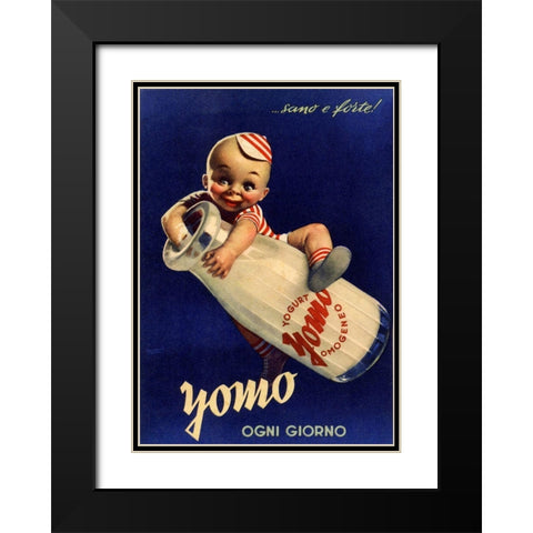 Yomo Vintage Dairy Black Modern Wood Framed Art Print with Double Matting by Vintage Apple Collection