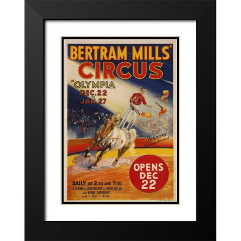 Bertram Mills Circus Black Modern Wood Framed Art Print with Double Matting by Vintage Apple Collection