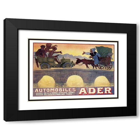 Ader Auto 1903 Black Modern Wood Framed Art Print with Double Matting by Vintage Apple Collection