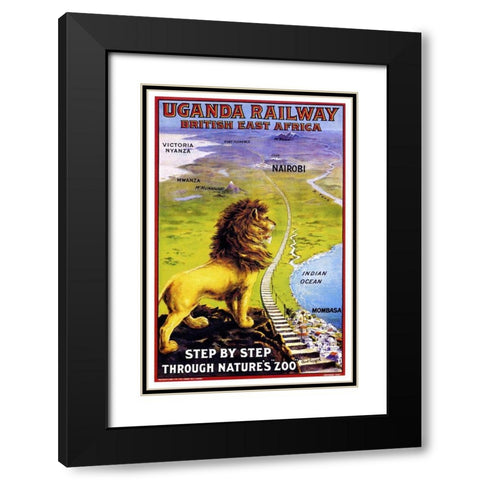 Uganda Railway Black Modern Wood Framed Art Print with Double Matting by Vintage Apple Collection