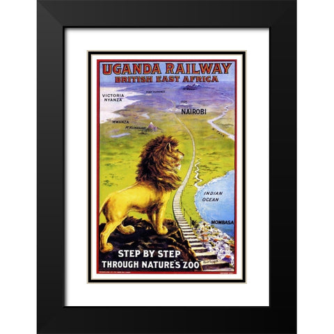 Uganda Railway Black Modern Wood Framed Art Print with Double Matting by Vintage Apple Collection