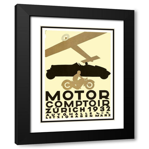 Zurich Cars Black Modern Wood Framed Art Print with Double Matting by Vintage Apple Collection