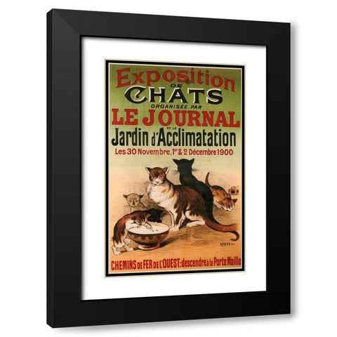 Exposition De Chats Black Modern Wood Framed Art Print with Double Matting by Vintage Apple Collection