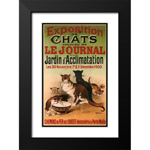 Exposition De Chats Black Modern Wood Framed Art Print with Double Matting by Vintage Apple Collection