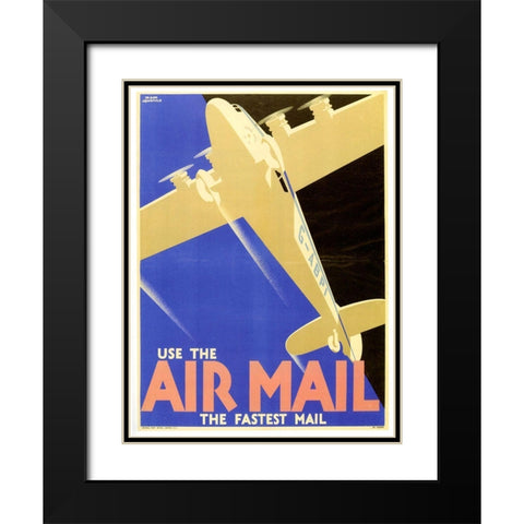 Airmail Black Modern Wood Framed Art Print with Double Matting by Vintage Apple Collection
