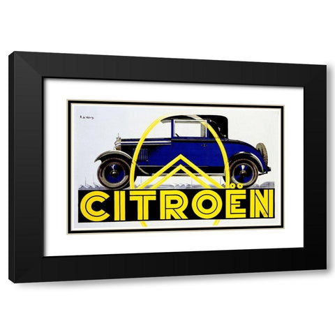 Blue Citroen Black Modern Wood Framed Art Print with Double Matting by Vintage Apple Collection