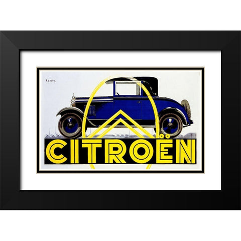 Blue Citroen Black Modern Wood Framed Art Print with Double Matting by Vintage Apple Collection