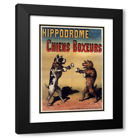 Boxer Dogs Black Modern Wood Framed Art Print with Double Matting by Vintage Apple Collection