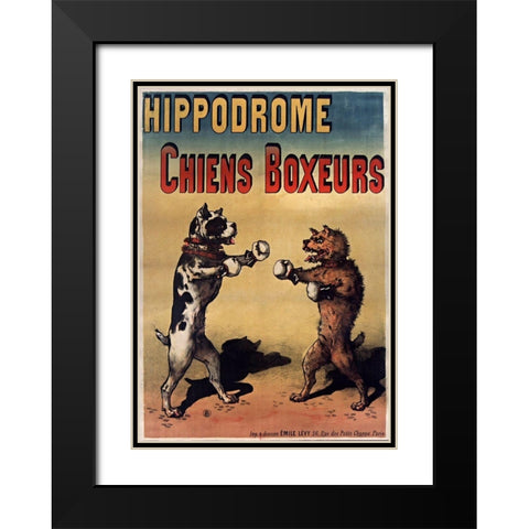 Boxer Dogs Black Modern Wood Framed Art Print with Double Matting by Vintage Apple Collection