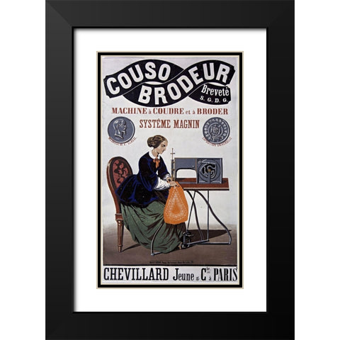 Couso Brodeur Sewing Black Modern Wood Framed Art Print with Double Matting by Vintage Apple Collection