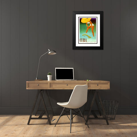 Cuba Ideal Vacation Black Modern Wood Framed Art Print with Double Matting by Vintage Apple Collection