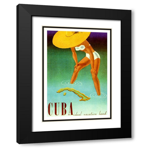 Cuba Ideal Vacation Black Modern Wood Framed Art Print with Double Matting by Vintage Apple Collection