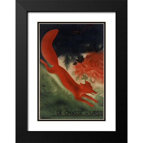 Fox USSR Black Modern Wood Framed Art Print with Double Matting by Vintage Apple Collection