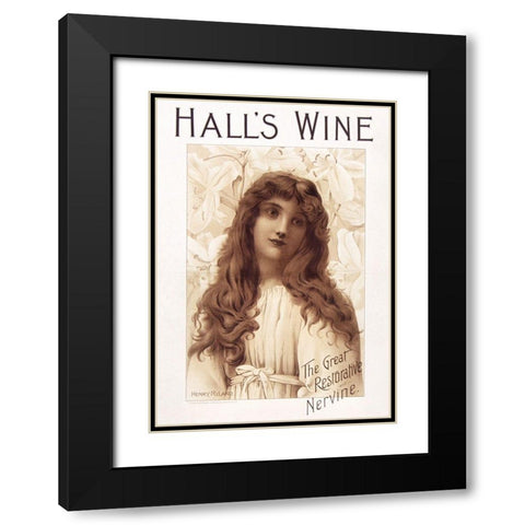 Halls Wine Black Modern Wood Framed Art Print with Double Matting by Vintage Apple Collection