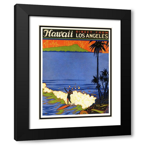 Hawaii From La Black Modern Wood Framed Art Print with Double Matting by Vintage Apple Collection