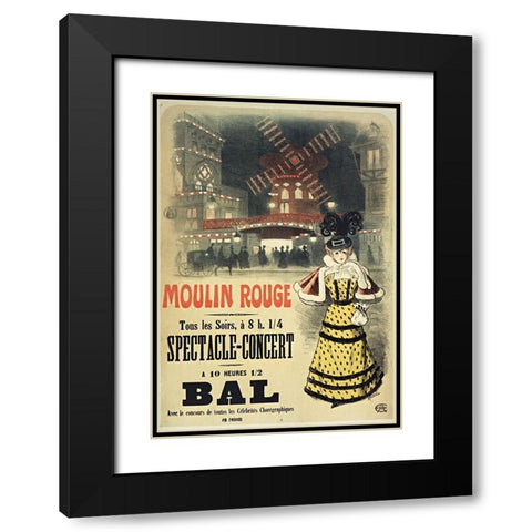 Moulin Rouge Bal Roedel Black Modern Wood Framed Art Print with Double Matting by Vintage Apple Collection