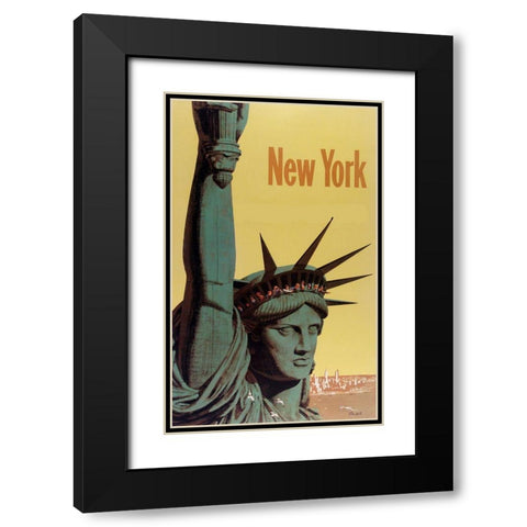 NY Liberty Black Modern Wood Framed Art Print with Double Matting by Vintage Apple Collection